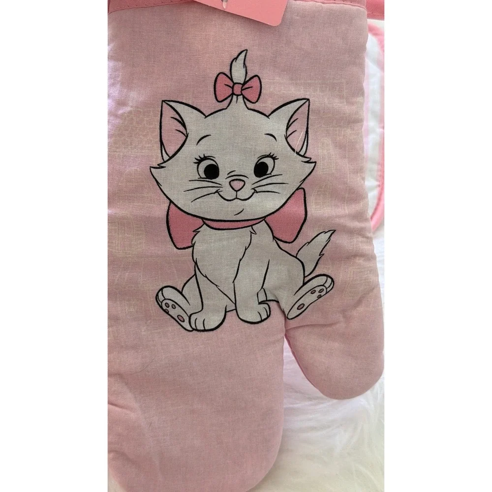 Disney The Aristocats Marie Kitchen Set Towel Pot Holder Oven Mitt Pink White